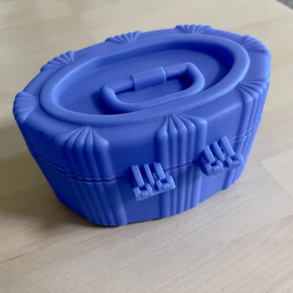 Y2K Blue Jewelry Cosmetics Box with Mirror